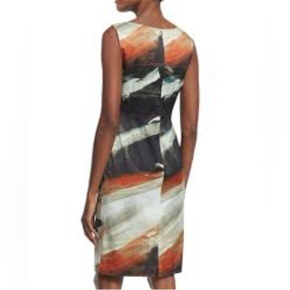 Lafayette 148 Modern Artistic Print Dress w/ back slit NWOT fully lined - Picture 4 of 11